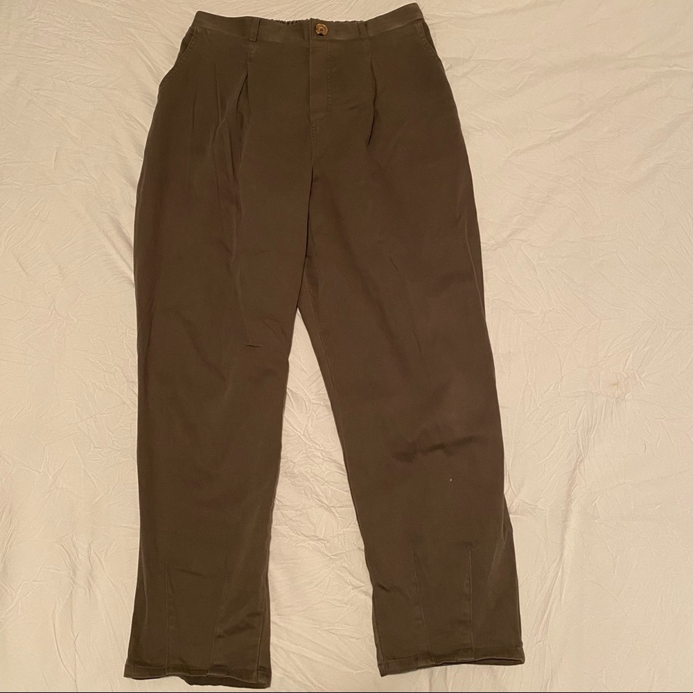 army green wide leg pants